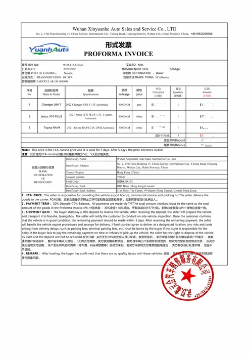 Senegal · Pro forma invoice