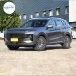 A black Jetour X70 Plus SUV, front three-quarter view