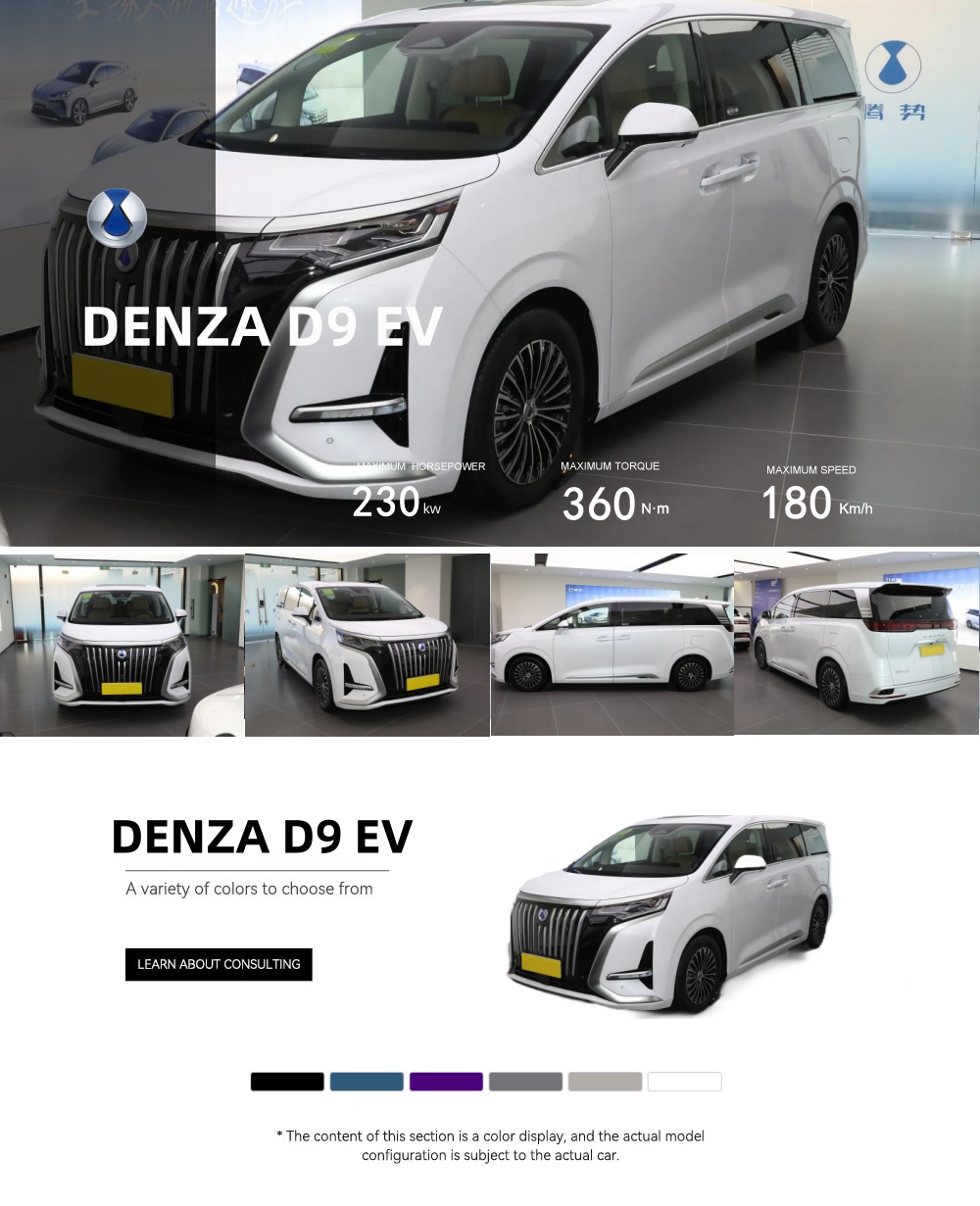 DENZA D 9 Tengshi BYD D 9 MPV Luxury Electric 4WD Smart Car New Energy Vehicle for Adults EV Hybrid Motor