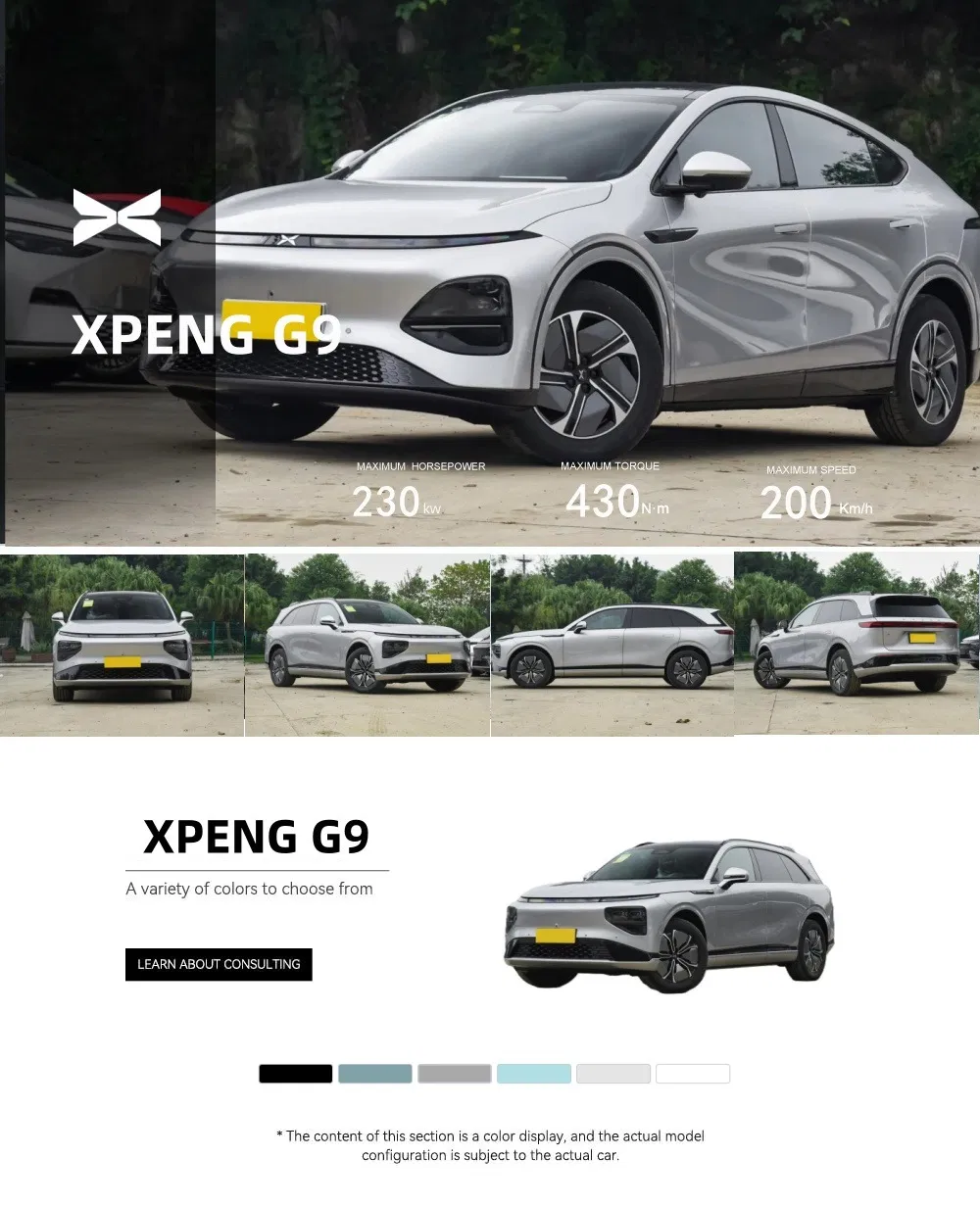 Hot Selling Xpeng G9 Electric Vehicle New Energy Car 4WD 313HP Fast Speed 200km/H Ranqe 702km Hybrid MPV Sedan