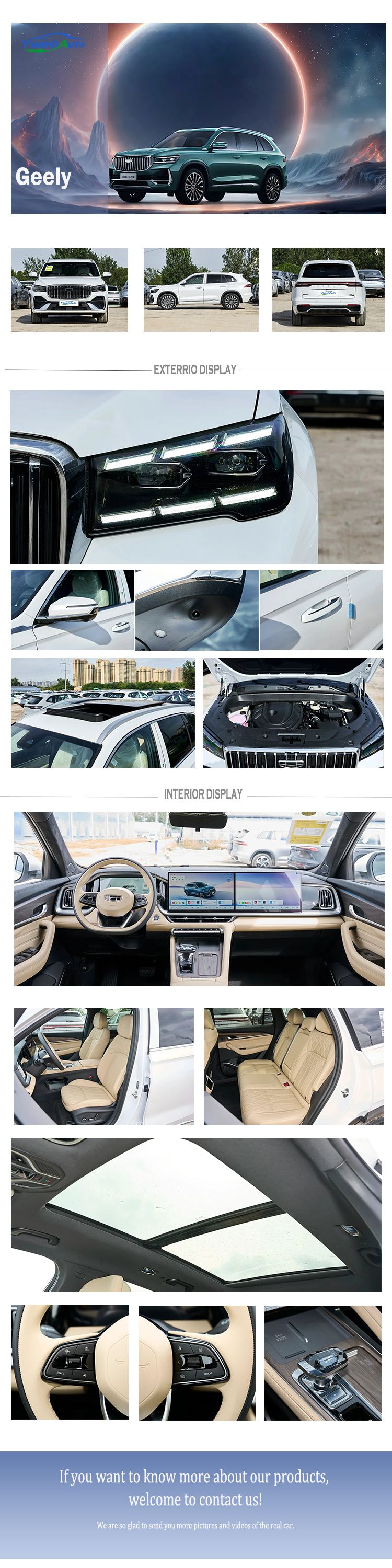 2026 New Car GEELY Monjaro L Xingyue L SUV 2.0T 272 Hp Gasoline Engine Automatic Gearbox Euro VI FWD Leather Seats R20 Tires