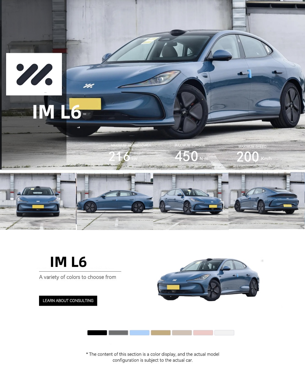 2025 Im L6 Ev Car Luxury 5 Seat Sedan High Quality 850km Range Electric Car Fast Charging New Energy Vehicle Zhiji L6 Sports Car