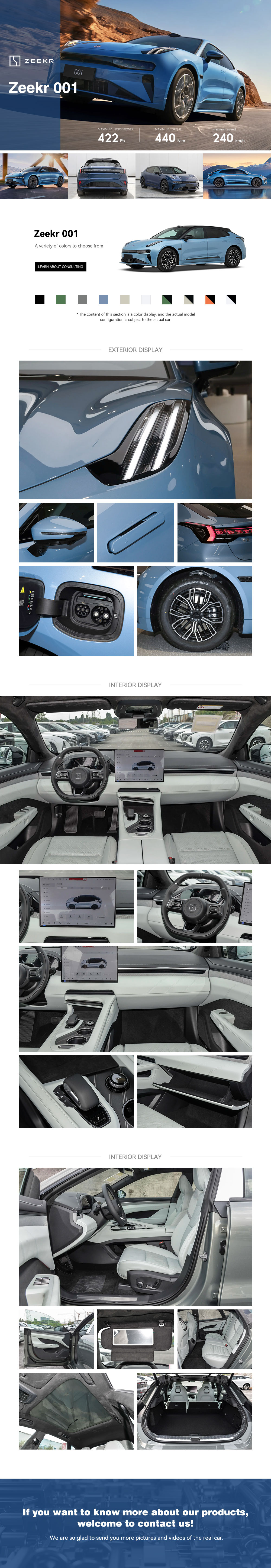 China Hot Selling Zeekr 001 Electric Vehicle Car Zeekr 100kwh Luxury Hatchback Ev Car Auto New Cars