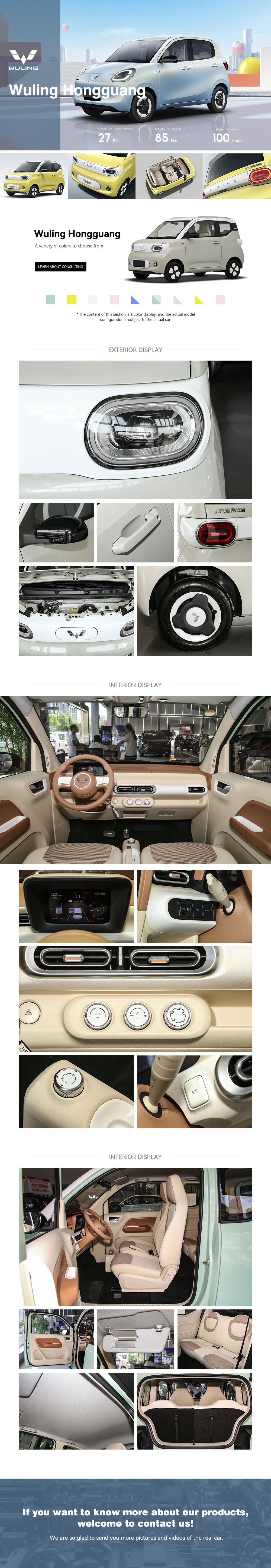 2024 2025 Mini Ev de alta velocidad y largo alcance Wuling Hongguang Batería de litio Vehículo inteligente Macaron Coche eléctrico de nueva energía