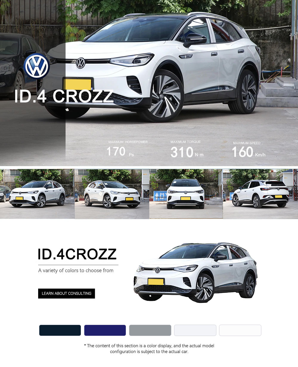 VW ID4 Crozz SUV eléctrico de 4 ruedas, duradero, edición Pro de largo alcance de 600 km, 2024.