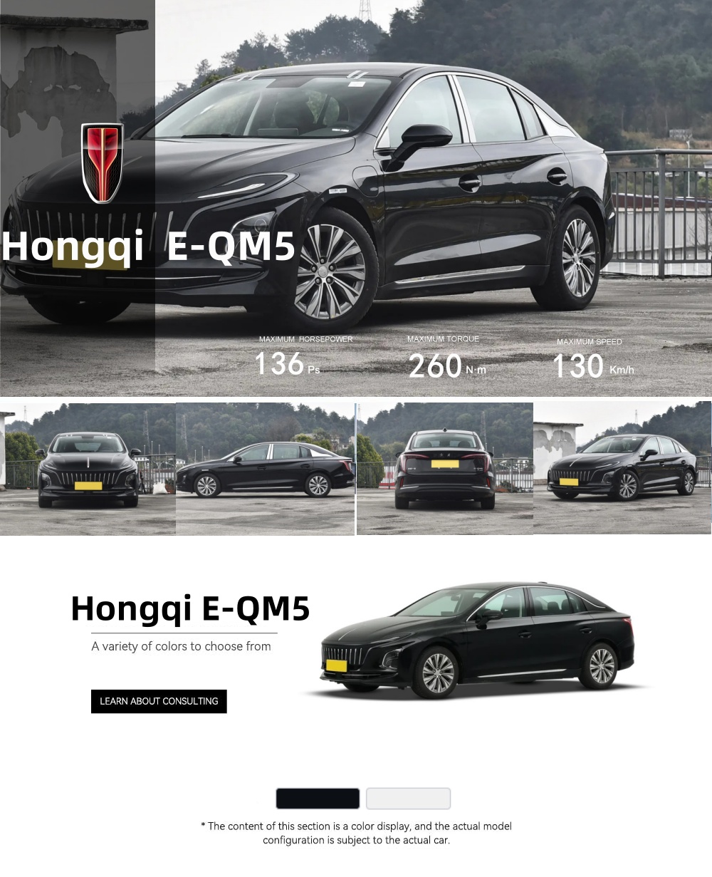 2025 Hongqi E-QM5 620km Range New Energy Electric Sedan Private Four-Wheeler Red Flag Car for Adults Hybrid EV Motor
