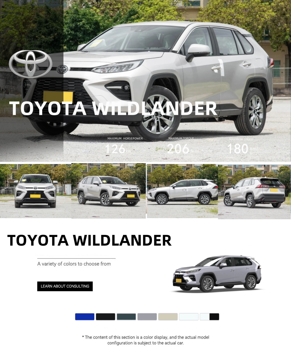 2024 Toyotas Wildlander 5-Seater Hybrid Electric Car with Panoramic Sunroof Compact SUV 180km/h High Speed