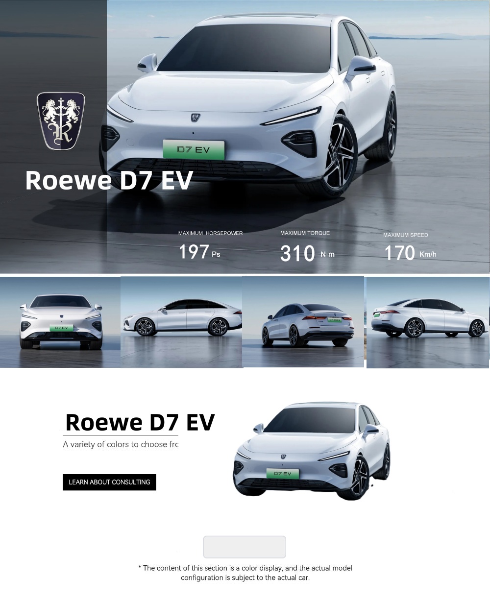 New Energy Vehicles Saic Roewe D7 Ev Dmh Hybrid Electric Car D7 Roewe New Electric Car for Adult